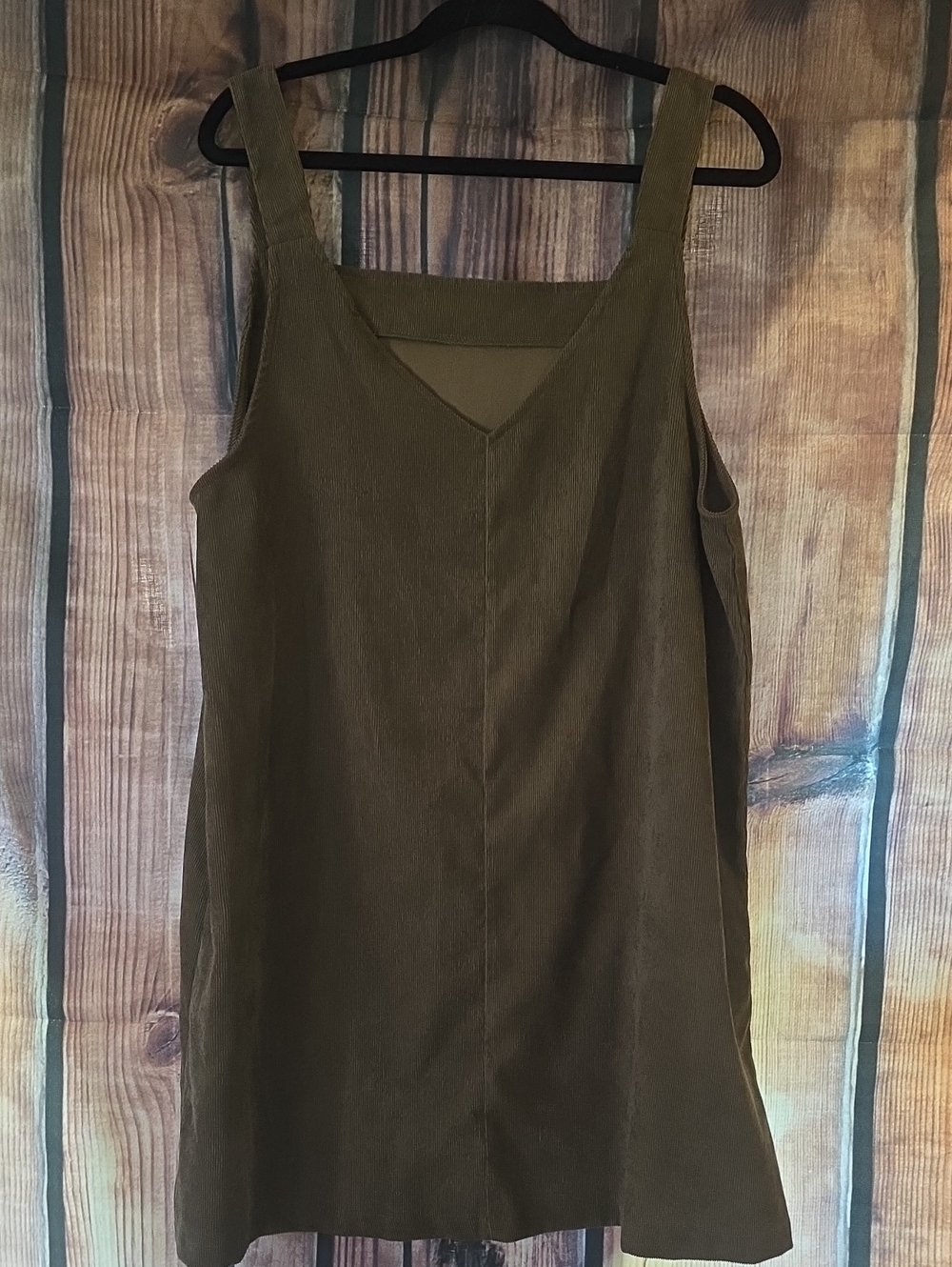 Source Unknown Olive XL Green V-Neck Sleeveless Shift Dress